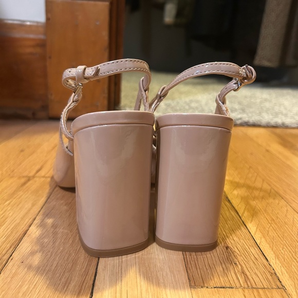 Chic Nude Patent Leather Block Heels - Picture 4 of 4